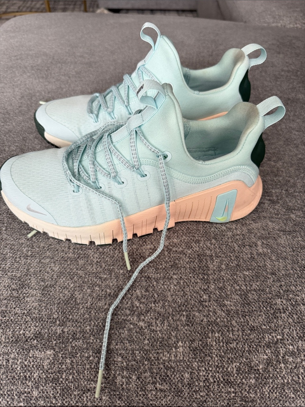 Nike Metcon 6 Mint Teal Sneakers with Peach Midsole and Cream Outsole